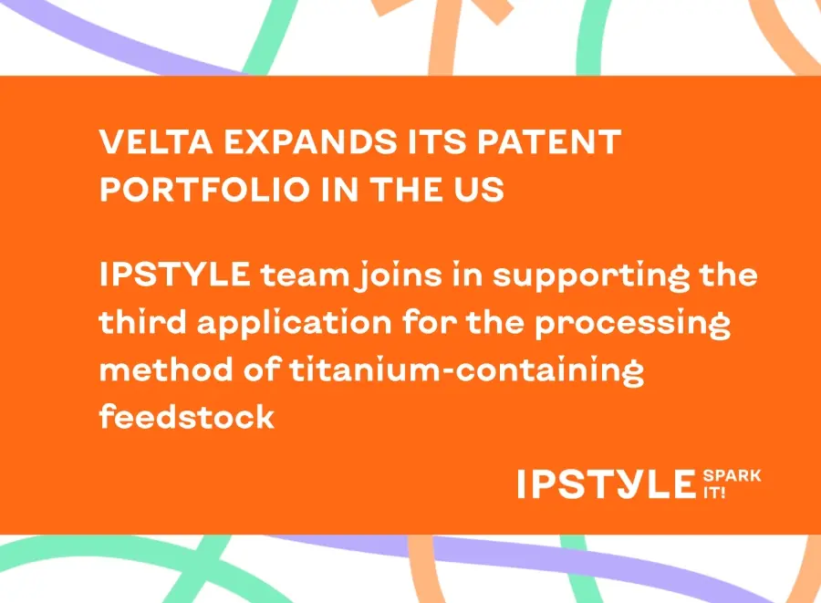 Velta expands its patent portfolio in the US with support from IPSTYLE